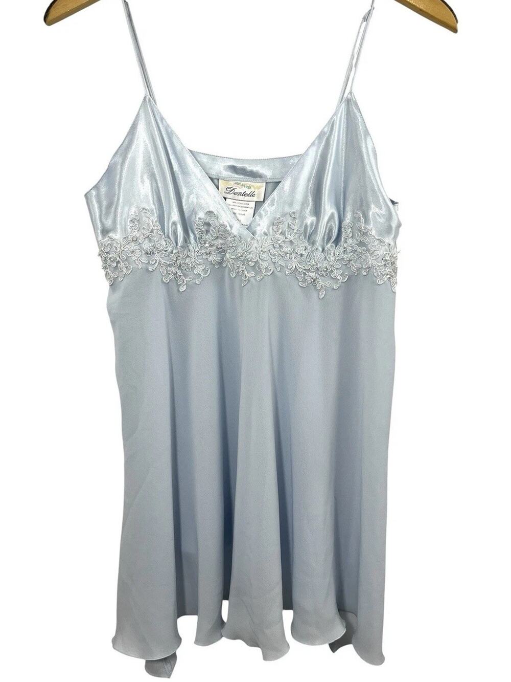 Vtg y2k Baby Blue Babydoll Cami Sequin Camisole Nightie Embellished Fairy